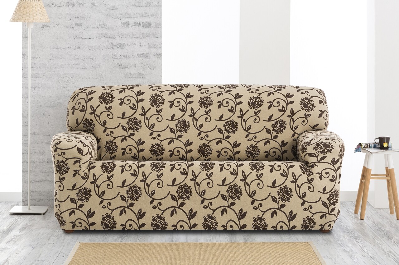 Husa canapea elastica-stretch, 2 locuri, Belmarti, Acapulco, jacquard premium, bej - imagine 4